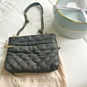 Rebecca Taylor Martine Black Quilted Leather Chain Strap Cross-Body Bag
